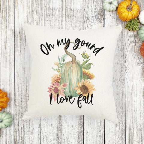 oh my gourd I love fall linen pillow cover, modern farmhouse home decor, boho home decor, cottage core home decor
