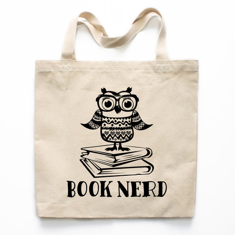 Owl Book Nerd Canvas Tote Bag