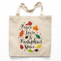 Peace Love and Pumpkin Spice Canvas Tote Bag