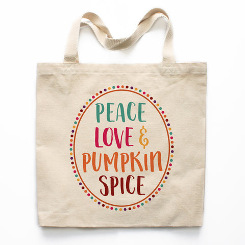 Peace Love and Pumpkin Spice Canvas Tote Bag