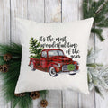 Most Wonderful Time of Year Red Truck Christmas Pillow Cover