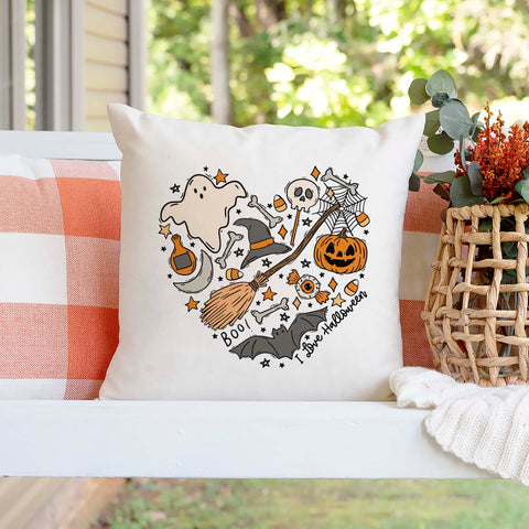 I Love Halloween Pillow Cover
