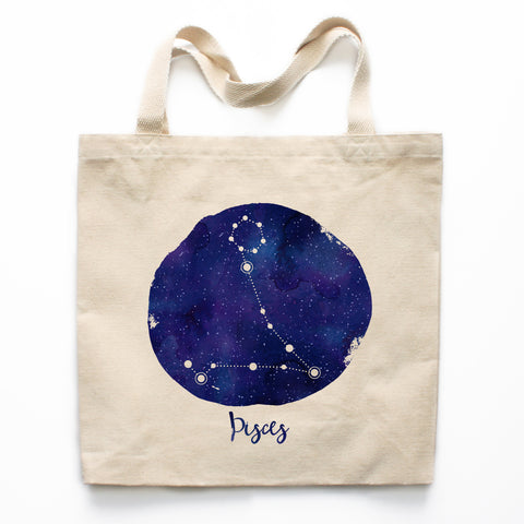 Pisces Zodiac Constellation Canvas Tote Bag