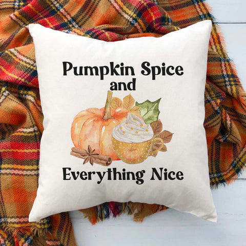 pumpkin spice and everything nice fall linen pillow cover, modern farmhouse home decor, boho home decor, cottage core home decor