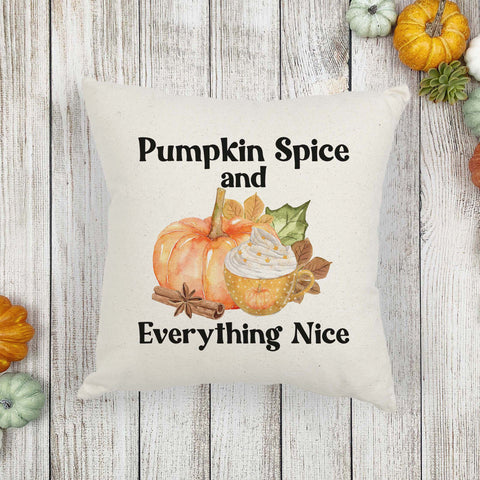 pumpkin spice and everything nice fall linen pillow cover, modern farmhouse home decor, boho home decor, cottage core home decor