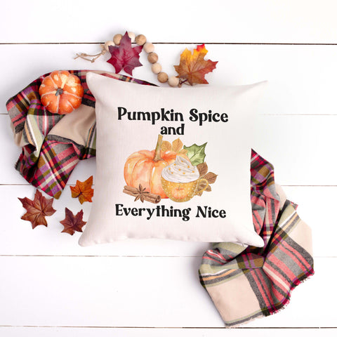 pumpkin spice and everything nice fall linen pillow cover, modern farmhouse home decor, boho home decor, cottage core home decor
