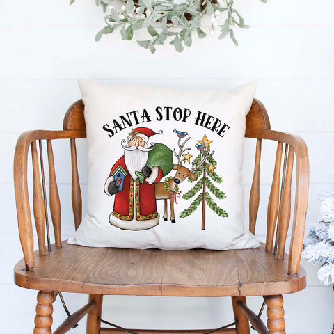 Santa Stop Here Christmas Pillow Cover