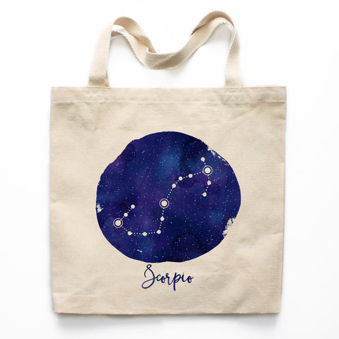 Scorpio Zodiac Constellation Canvas Tote Bag