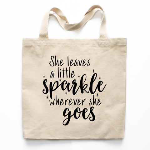 She Leaves A Little Sparkle Wherever She Goes Canvas Tote Bag
