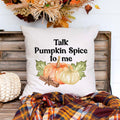 talk pumpkin spice to me fall linen pillow cover, modern farmhouse home decor, boho home decor, cottage core home decor