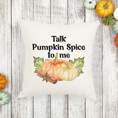 talk pumpkin spice to me fall linen pillow cover, modern farmhouse home decor, boho home decor, cottage core home decor