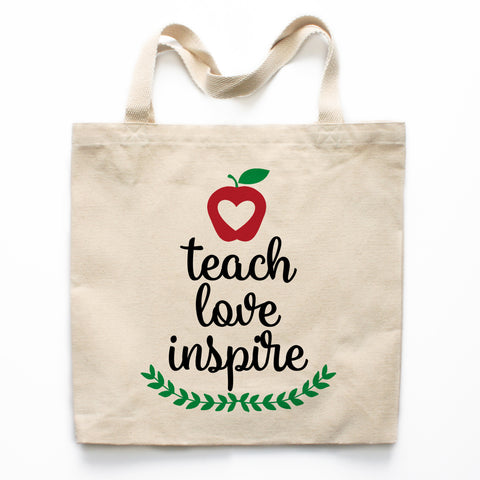 Teach Love Inspire Canvas Tote Bag