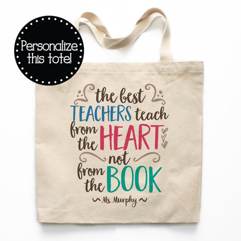 Teachers Teach from the Heart Canvas Tote Bag