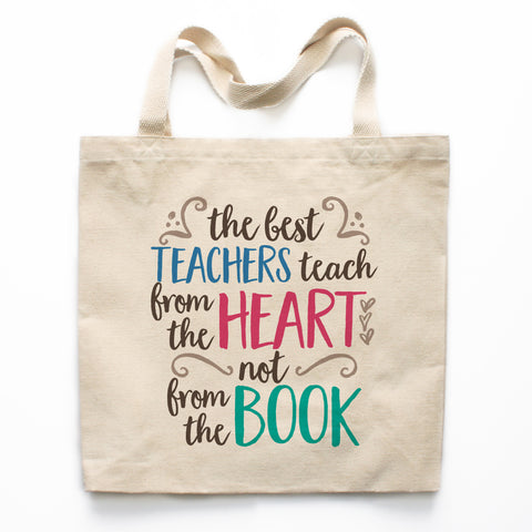 Teachers Teach from the Heart Canvas Tote Bag