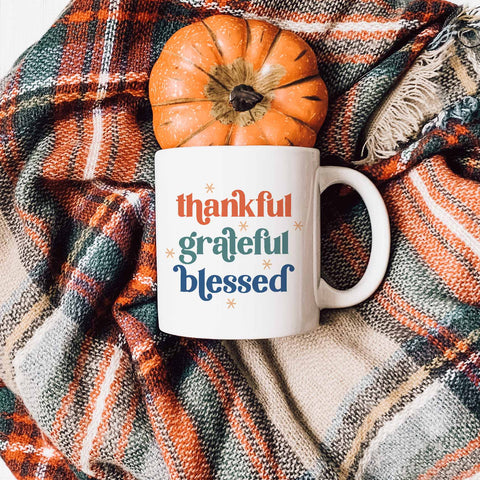thankful grateful blessed fall ceramic mug
