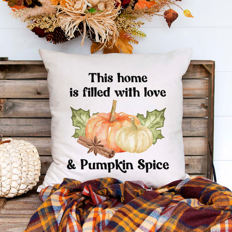 This home is filled with love and pumpkin spice fall linen pillow cover, modern farmhouse home decor, boho home decor, cottage core home decor