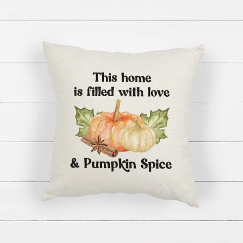 This home is filled with love and pumpkin spice fall linen pillow cover, modern farmhouse home decor, boho home decor, cottage core home decor