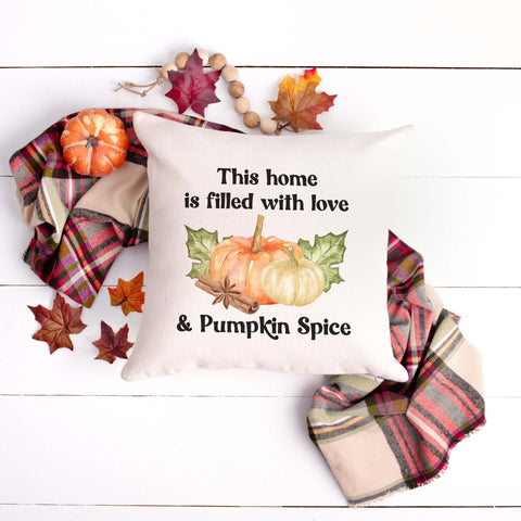 This home is filled with love and pumpkin spice fall linen pillow cover, modern farmhouse home decor, boho home decor, cottage core home decor