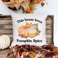 This house loves pumpkin spice fall linen pillow cover, modern farmhouse home decor, boho home decor, cottage core home decor
