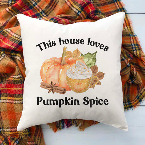 This house loves pumpkin spice fall linen pillow cover, modern farmhouse home decor, boho home decor, cottage core home decor
