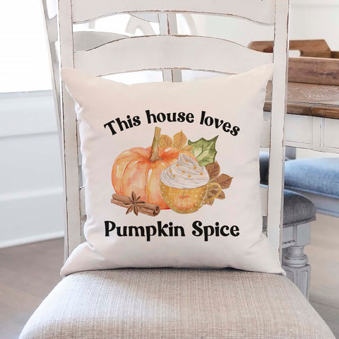 This house loves pumpkin spice fall linen pillow cover, modern farmhouse home decor, boho home decor, cottage core home decor
