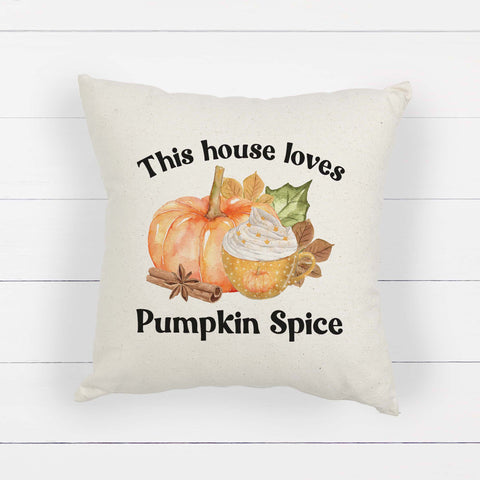 This house loves pumpkin spice fall linen pillow cover, modern farmhouse home decor, boho home decor, cottage core home decor