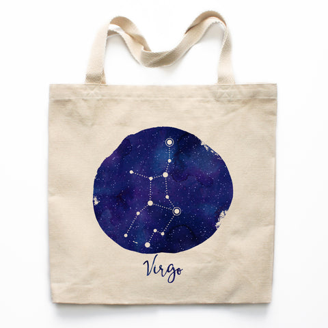 Virgo Zodiac Constellation Canvas Tote Bag